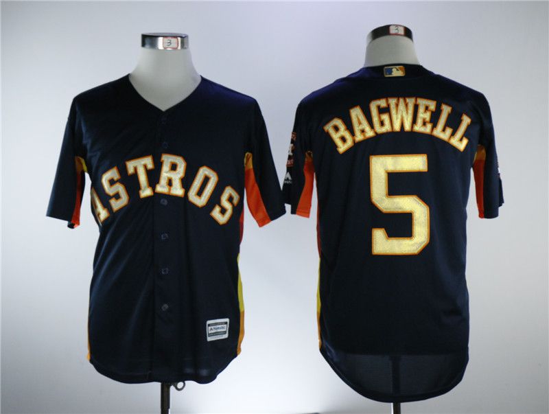 Men Houston Astros 5 Bagwell Blue Game Champion Edition MLB Jerseys